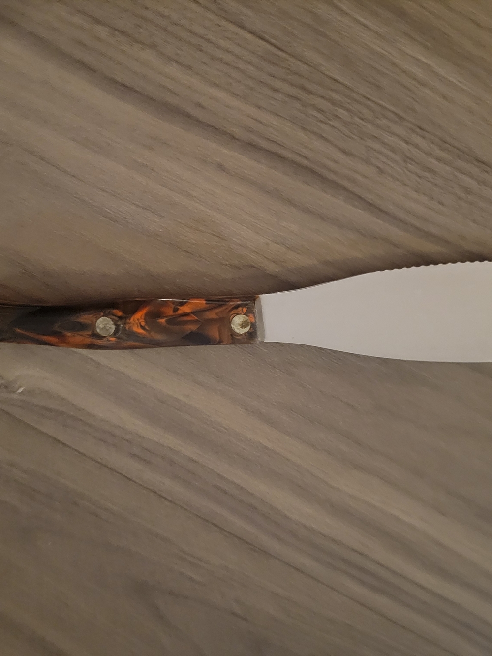 Cutco Serrated Table Knife with Tortoiseshell-Style Brown Handle